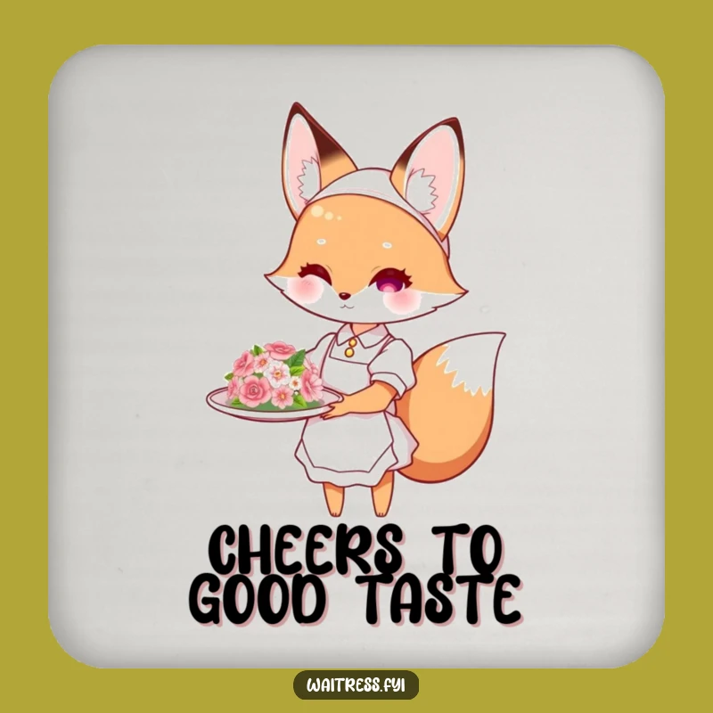 Cute Funny Fox Coasters: Elegant Dishes with Waitress Humor