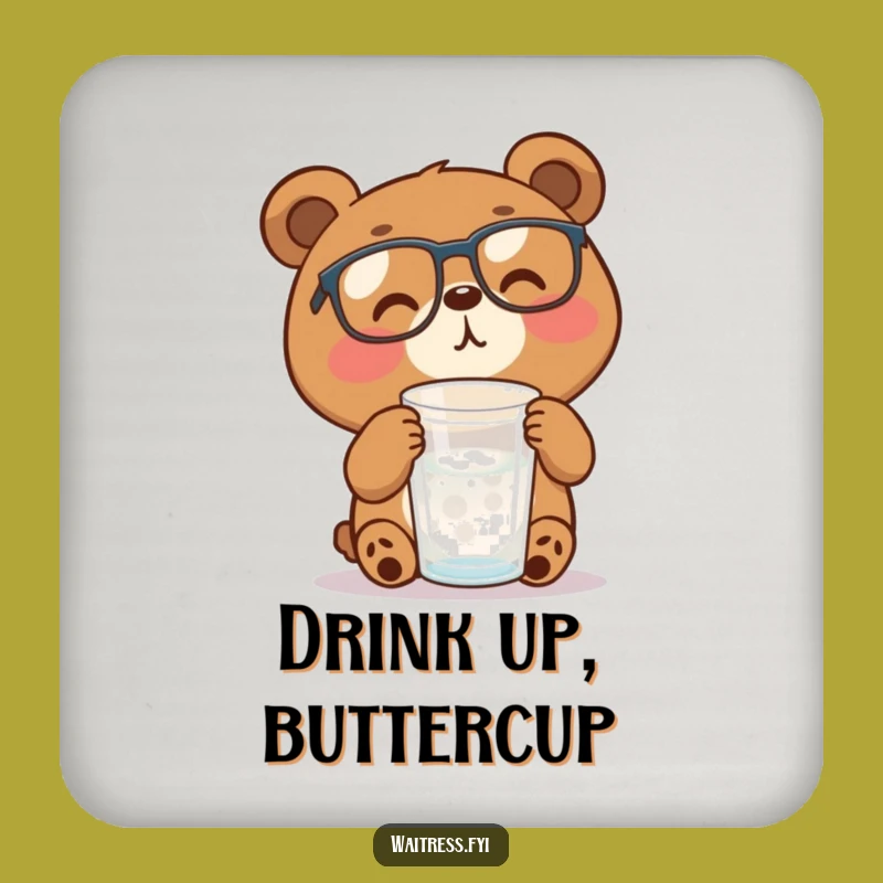 Funny Bear with Glasses Coaster, Protect Surfaces with Hydration Humor and Style