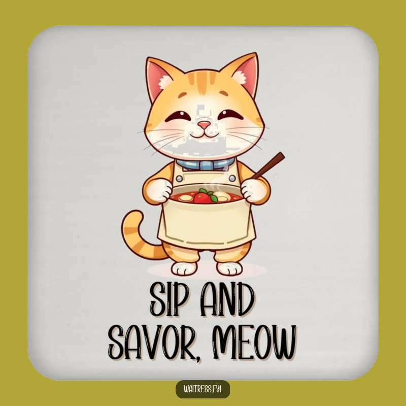 Funny Cat Chef Coaster - Protect Your Table - A Hilarious Drink Funny Gift!