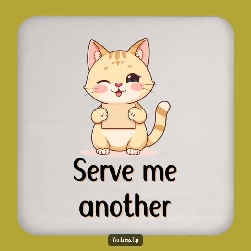 Funny Cat Order Taker Drink Coasters: Protect Surfaces with Feline Charm