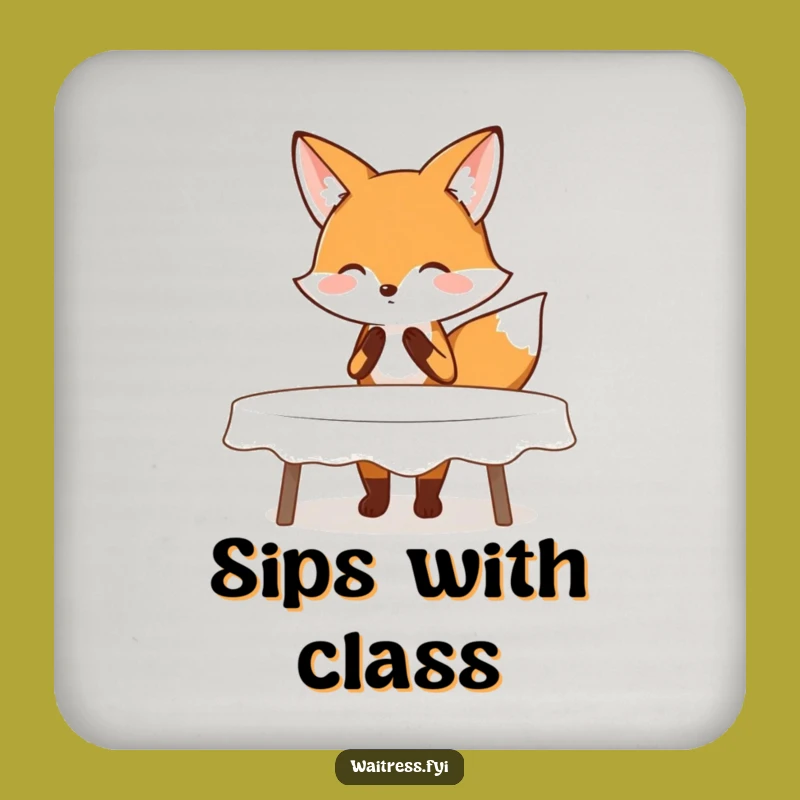 Funny Fox Curtsy Coaster - Protect Surfaces with Grace