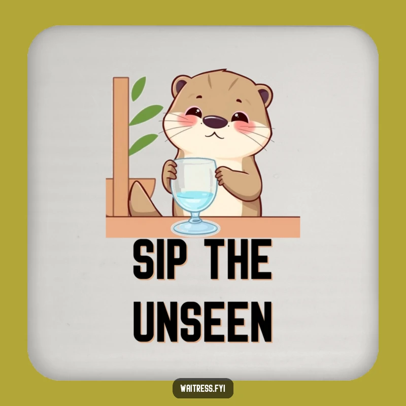 Funny Otter Coaster: Otter Server Polishing Invisible Glass, Protect Surfaces Funny Gift