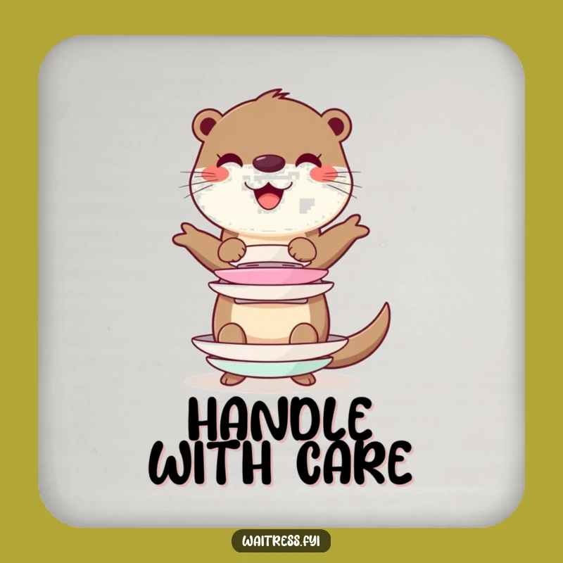 Funny Otter Table Saver Coaster - Cheerful Character Decor, Fun Gift