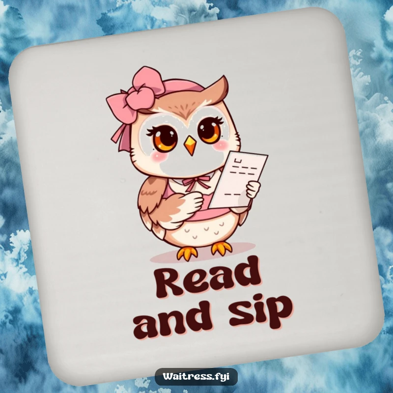 Funny Owl Coaster: Features a polite owl with a gentle smile offering a menu, a charming and humorous addition to any drink.