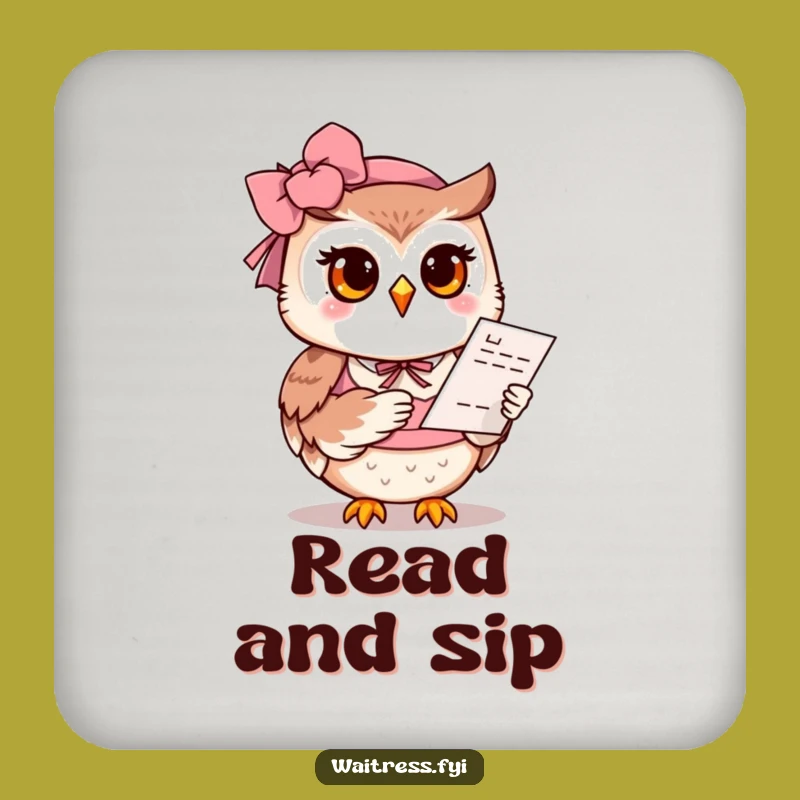 Funny Owl Coaster: Owl Offers Menu, Protect Surfaces Funny Gift