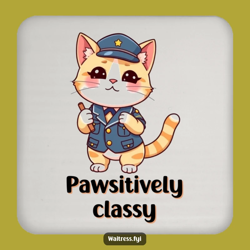Funny Cat Waiter Coasters: Cute Feline Set, Perfect Funny Gift for Tables