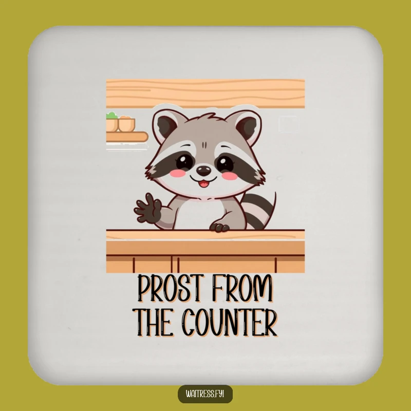 Funny Raccoon Coaster - Friendly Drink Decor - A Hilarious Drink Funny Gift!
