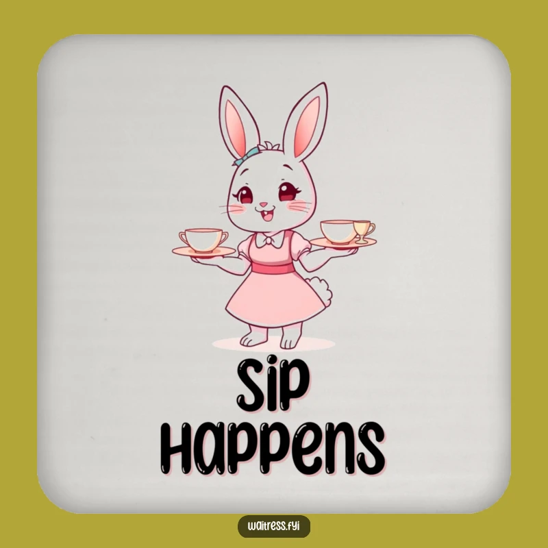 Funny Bunny Waitress Coasters: Cute Set for Tables, Perfect Funny Gift