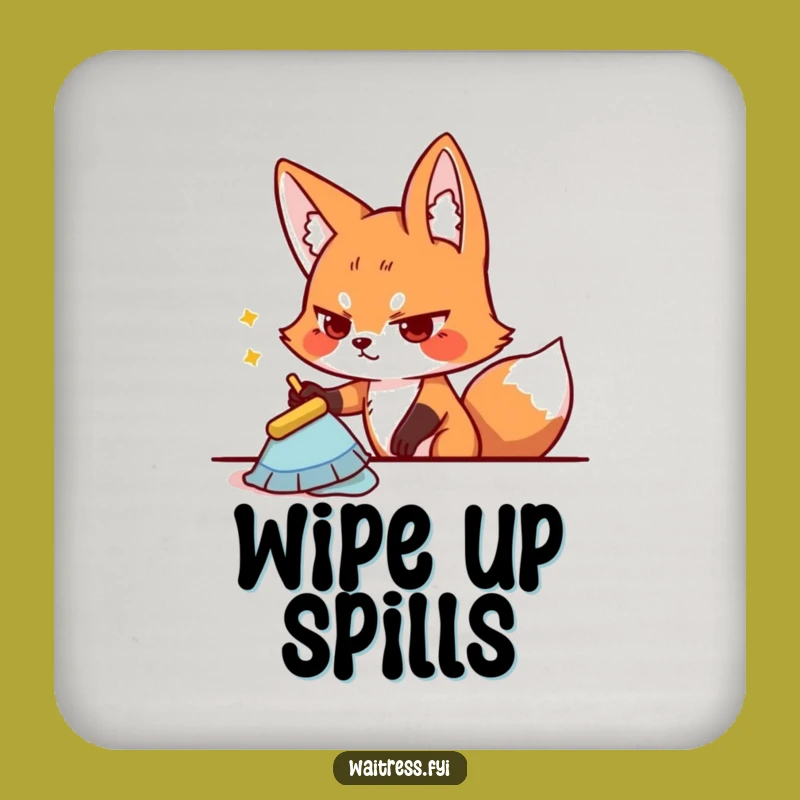 Funny Fox Table Protector Coaster - Determined Character Decor, Fun Gift