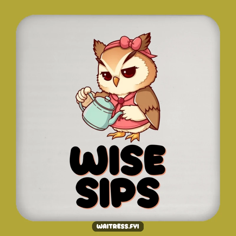 Funny Owl Waitress Coasters: Wise Table Set, Perfect Funny Gift
