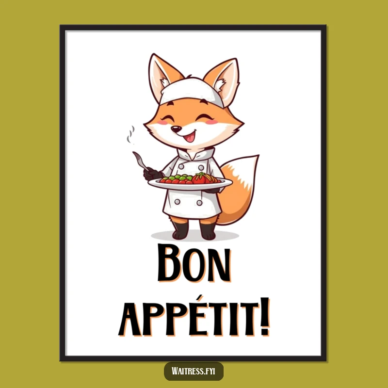 Funny Fox Chef Poster: Artistic Animal Wall Decor, Perfect Funny Gift for Kitchen