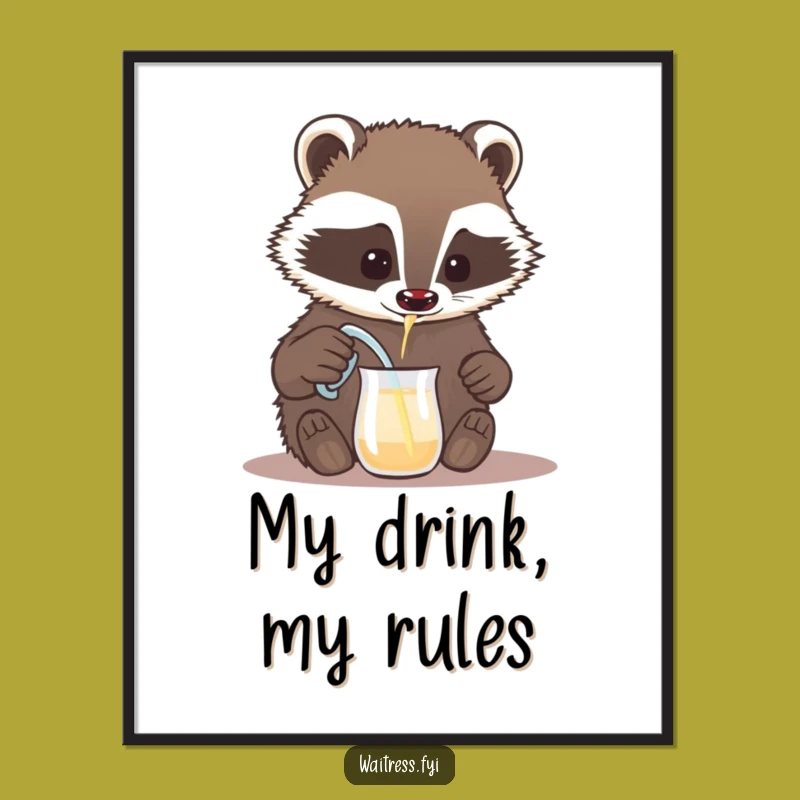 Funny Badger Bartender Poster - Whimsical Wall Art - The Perfect Quirky Funny Gift!