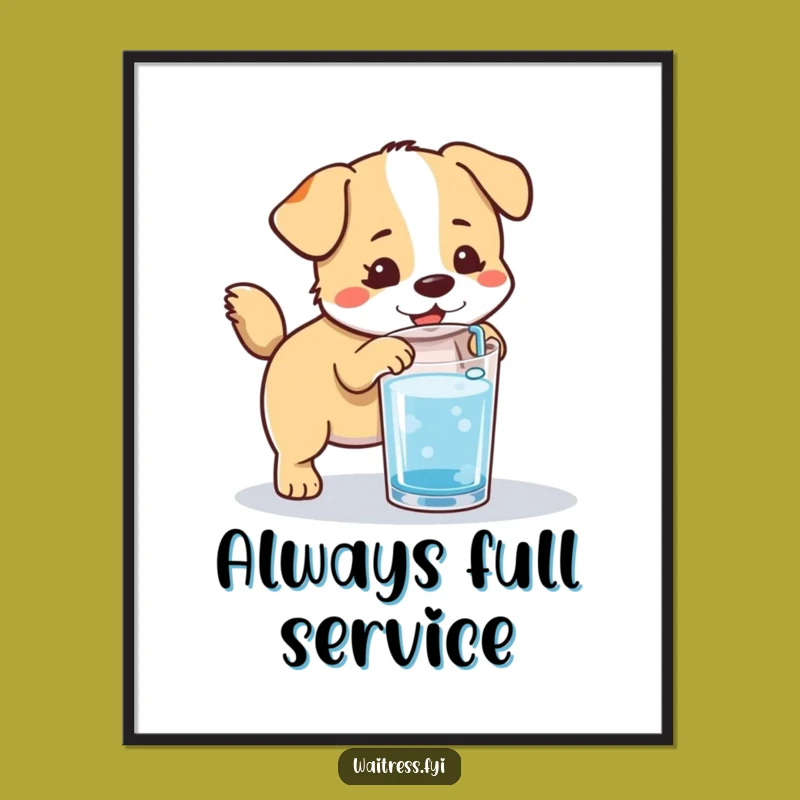 Funny Kawaii Dog Hydration Poster: Decorate with Eager Pup Energy and Cute Art Gift