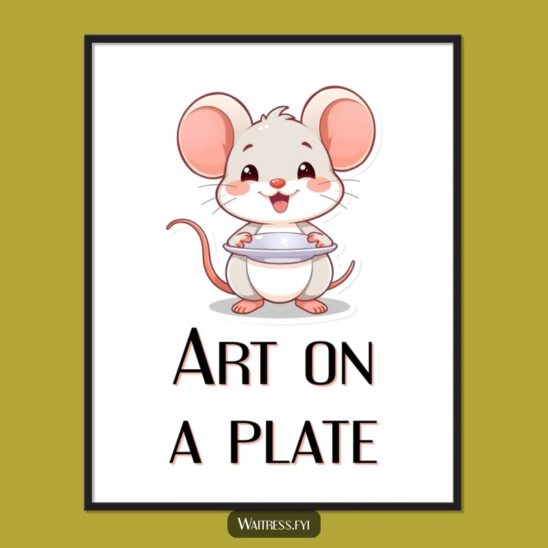 Funny Kawaii Mouse Chef Poster: Elegant Mouse Art to Decorate Your Walls, Perfect Funny Gift!