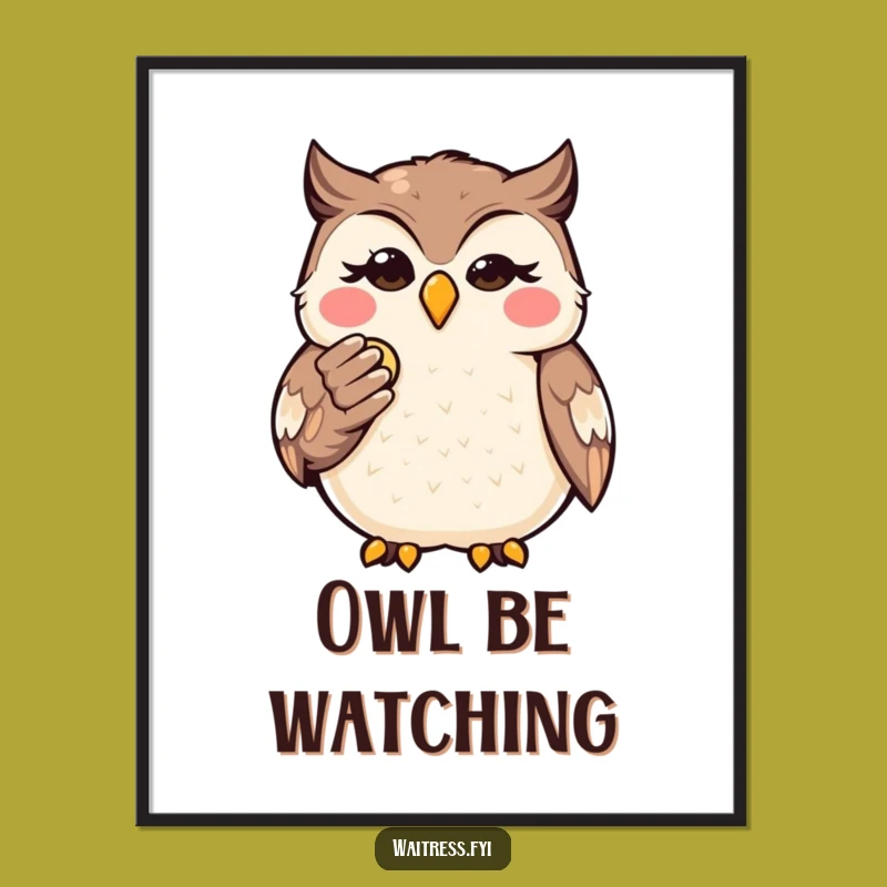 Funny Kawaii Owl Finance Poster: Wise Wink Wall Art, Perfect Cute and Funny Gift