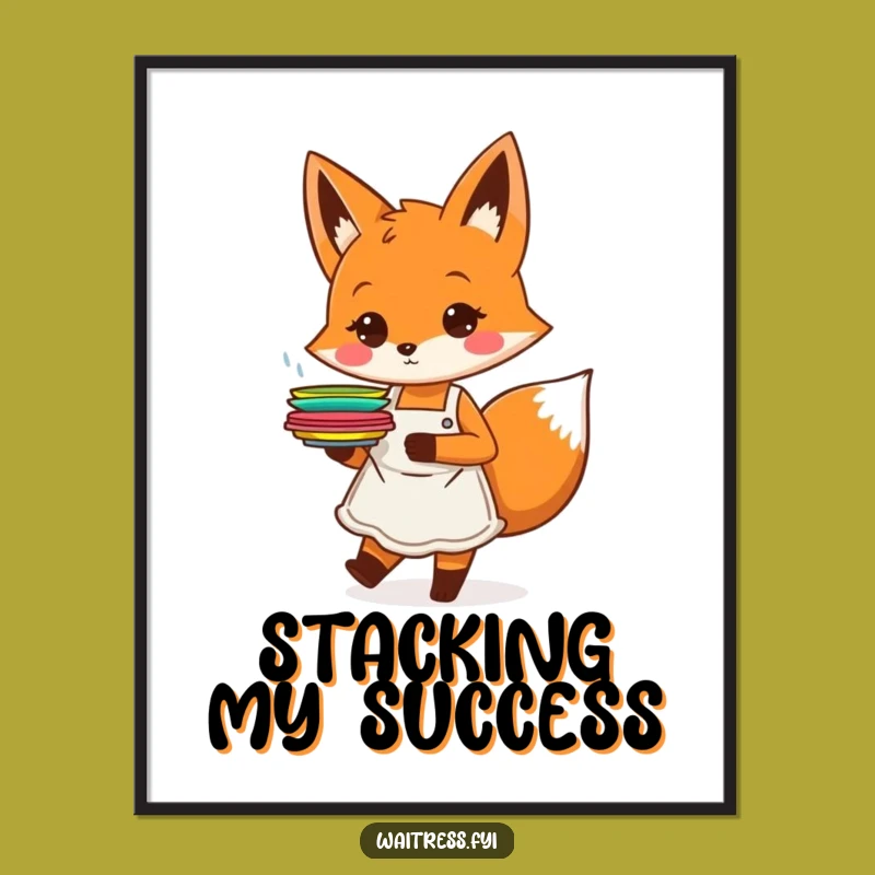 Funny Orange Fox Server Poster: Energetic Wall Art For Food Enthusiasts