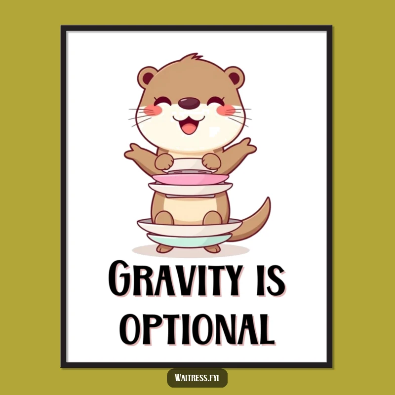 Funny Otter Balancing Act Poster - Cheerful Character Art, Quirky Decor