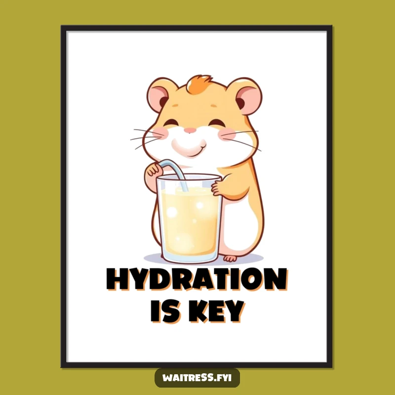 Funny Hamster Refill Poster - Cheerful Hydration Art for Walls