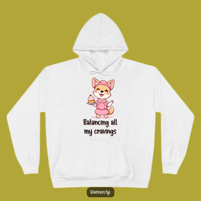 Funny Dog Waitress Hoodie: Cozy & Cute Dessert Pup, Perfect Gift