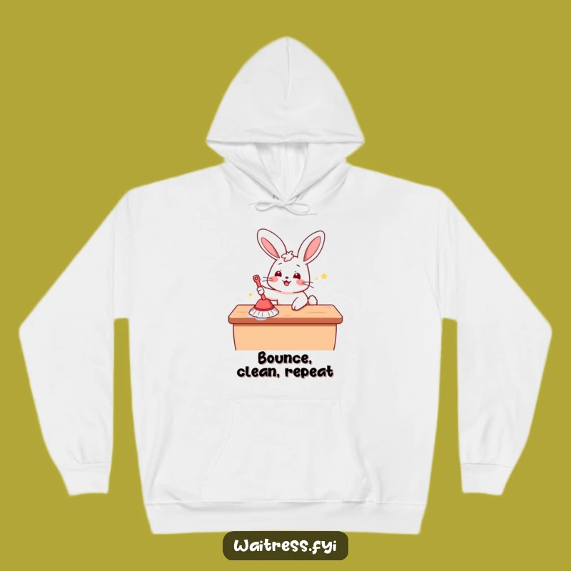 Cozy Funny Kawaii Bunny Cleaning Hoodie: Stay Warm and Happy with this Cute Sweatshirt Gift