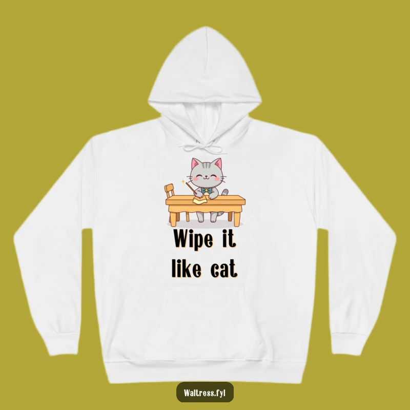 Cozy Funny Grey Cat Butler Hoodie: Stay Warm With Dapper, Clean Comfort