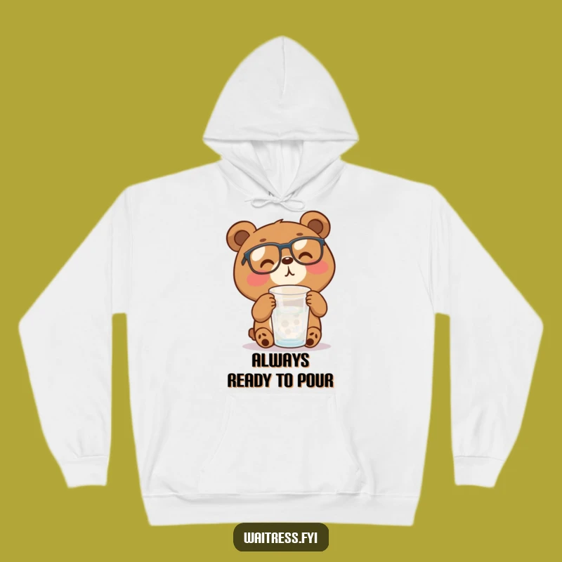 Funny Bear with Glasses Hoodie, Cozy Hydration Humor for Ultimate Comfort and Laughs