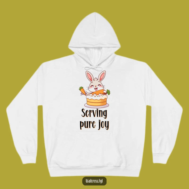 Funny Bunny Baker Hoodie - Cozy Rabbit Serving Cake, Ultimate Warm & Funny Gift!