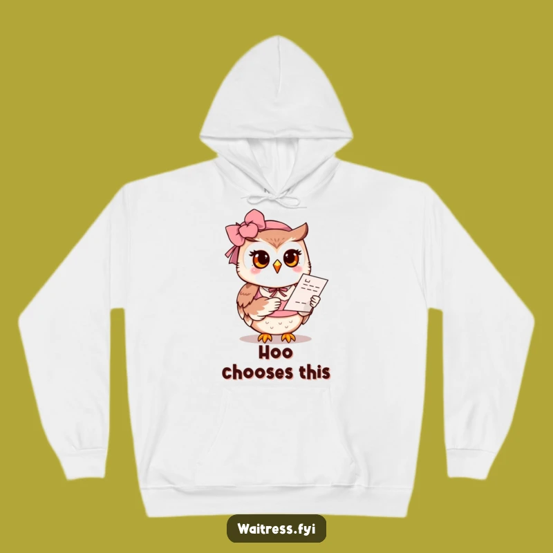 Funny Owl Waitress Hoodie: Cozy Owl Offers Menu, Warm Funny Gift