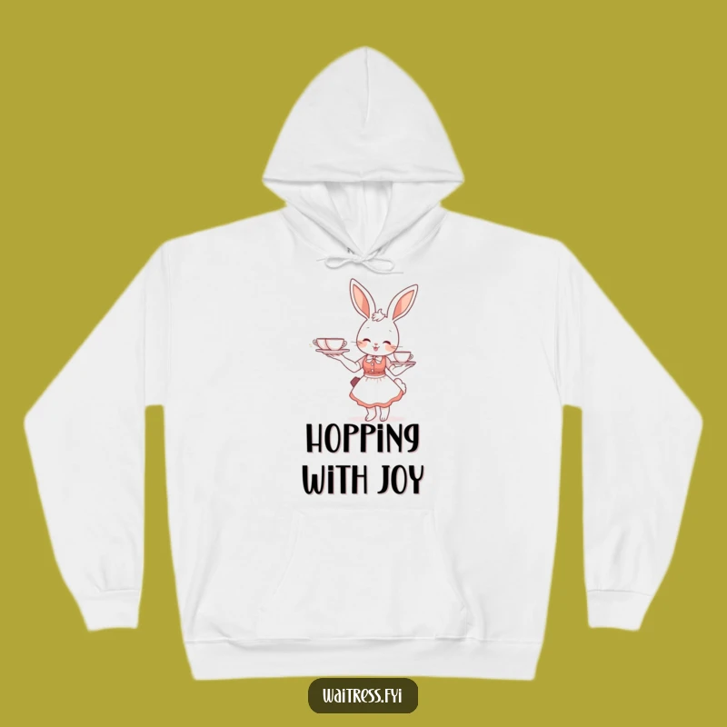 Funny Bunny Waitress Hoodie: Cozy Tea Lover Sweatshirt, Whimsical Cafe Gift