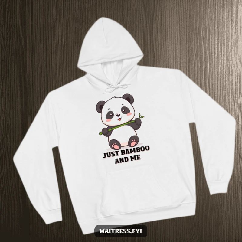 Funny Panda Serving Hoodie featuring a cute panda with a proud expression, lovingly serving a diminutive bamboo shoot, embodying gentle joy.