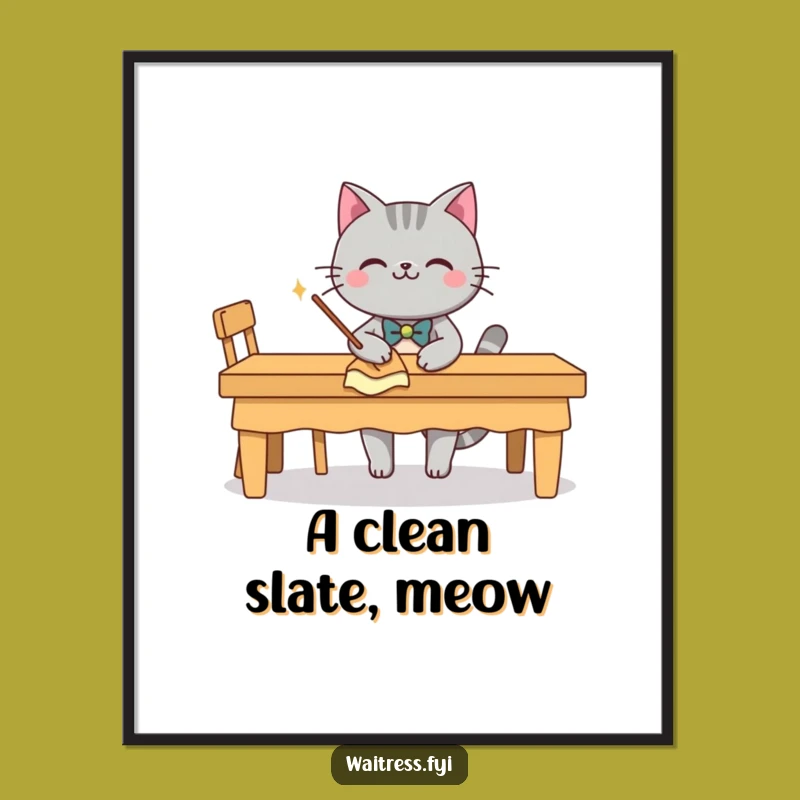 Funny Free Printable Grey Cat Art: Dapper Cleaning Digital Download for Walls