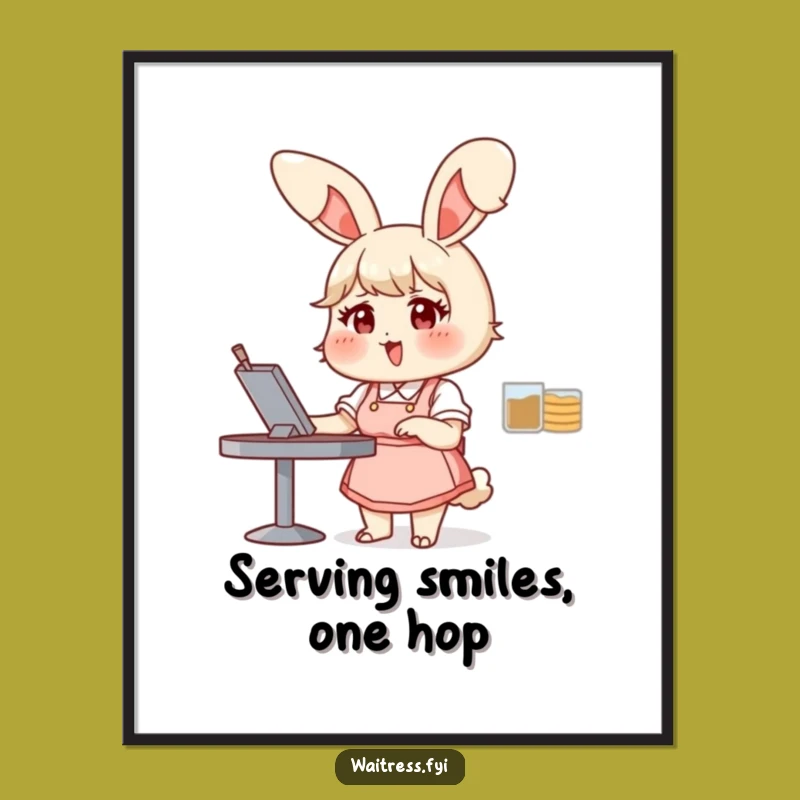 Amusing Free Printable Wall Art: Bunny Waitress - Cheerful Downloadable Decor!