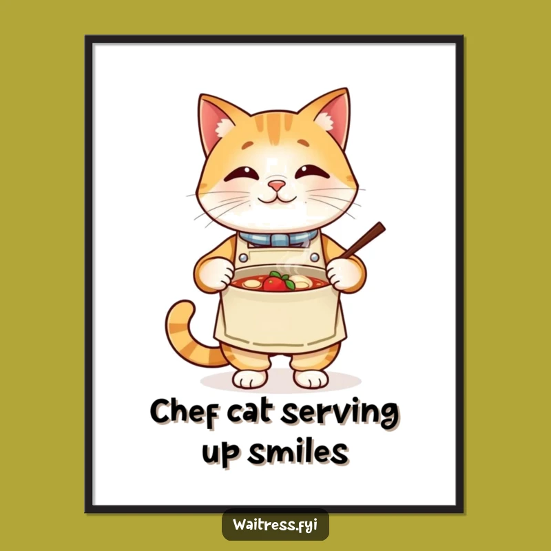 Free Printable Wall Art: Chef Cat Meal, Funny Downloadable Kitchen Decor