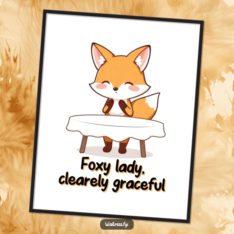 Free Printable Wall Art: A blushing fox performs a polite curtsy, embodying grace and charm as a decorative piece.