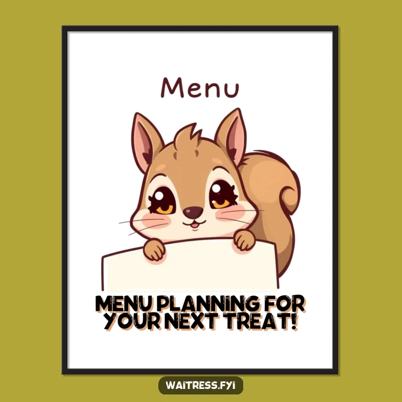 Free Printable Wall Art: Amusing Squirrel Menu Peek, Funny Downloadable Decor