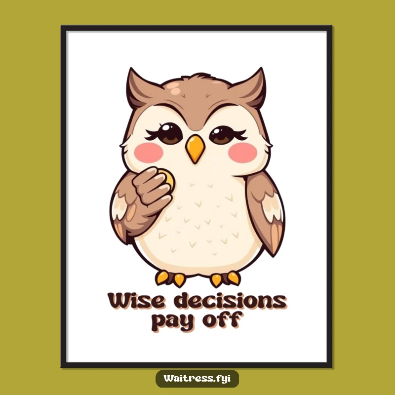 Free Printable Wall Art: Humorous Kawaii Owl Bill, a Witty Downloadable Gift