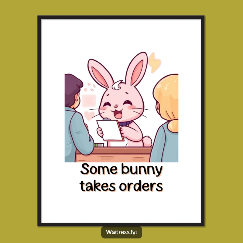 Funny Free Printable Pink Rabbit Art: Whimsical Order-Taking Digital Download