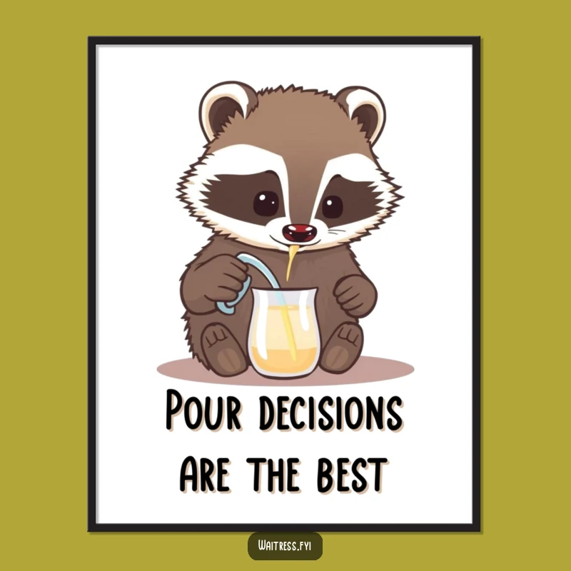 Free Printable Wall Art: Brave Badger Pouring, Funny Downloadable Kitchen Decor