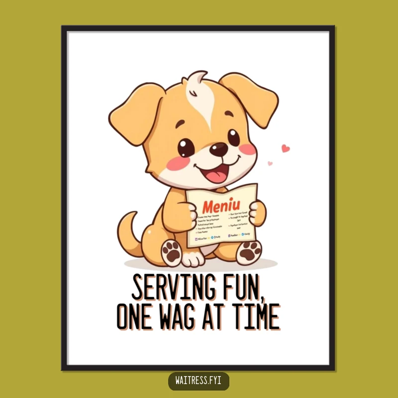 Free Printable Wall Art: Funny Puppy Server Humorous Downloadable Art for Playful Homes