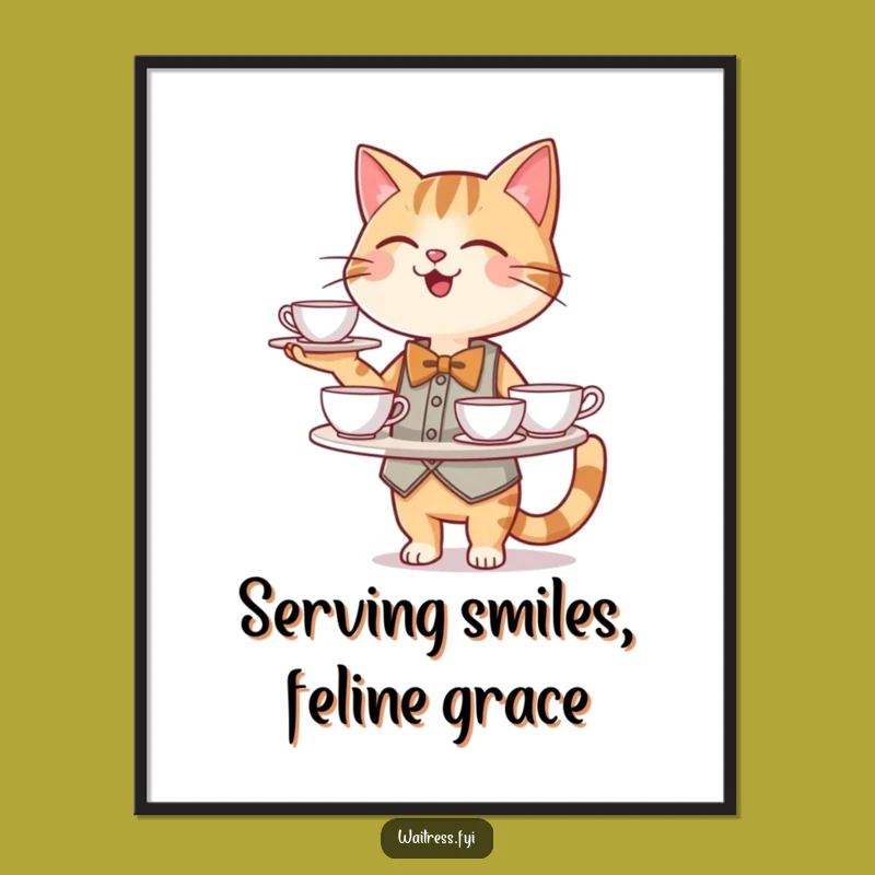 Cat Waiter Funny Free Printable Wall Art - Sophisticated Downloadable Decor!