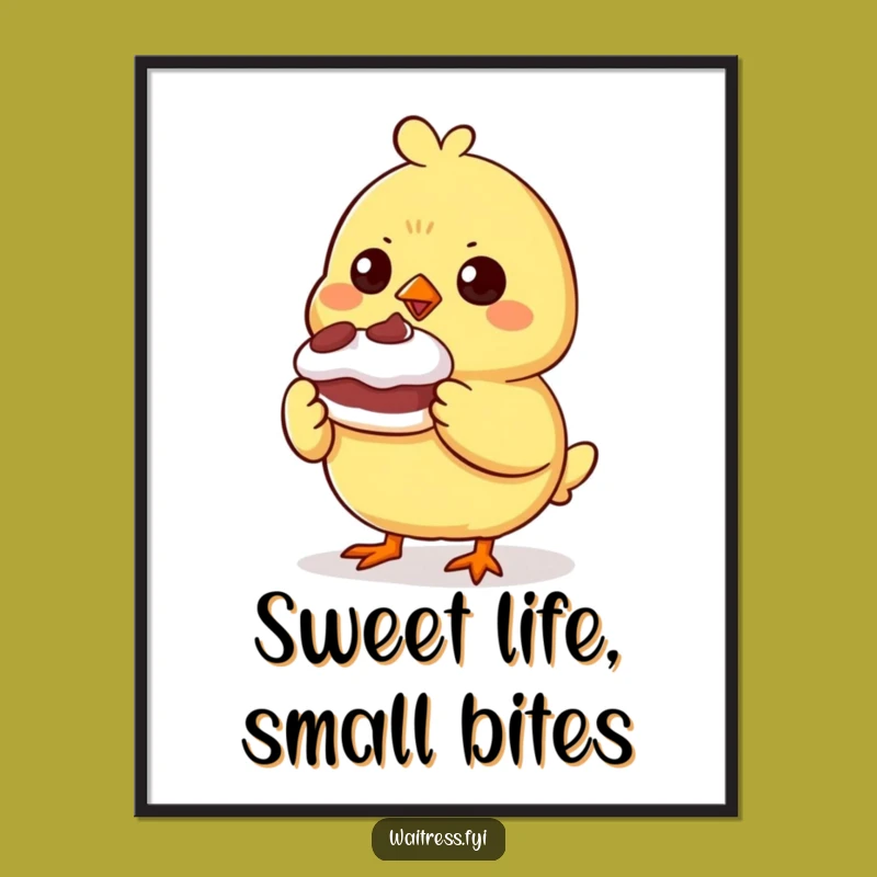 Free Printable Wall Art: Funny Chick Dessert Decor, Downloadable Art