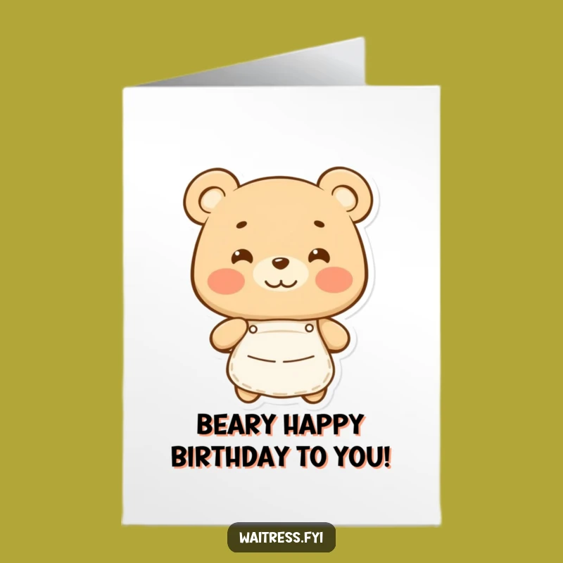 Free Printable Birthday Card: Happy Bear Chef, Funny Card Downloadable Gift