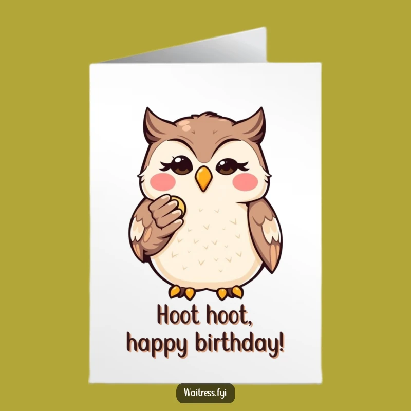Free Printable Birthday Card: Funny Kawaii Owl Bill, a Cheeky Downloadable Gift