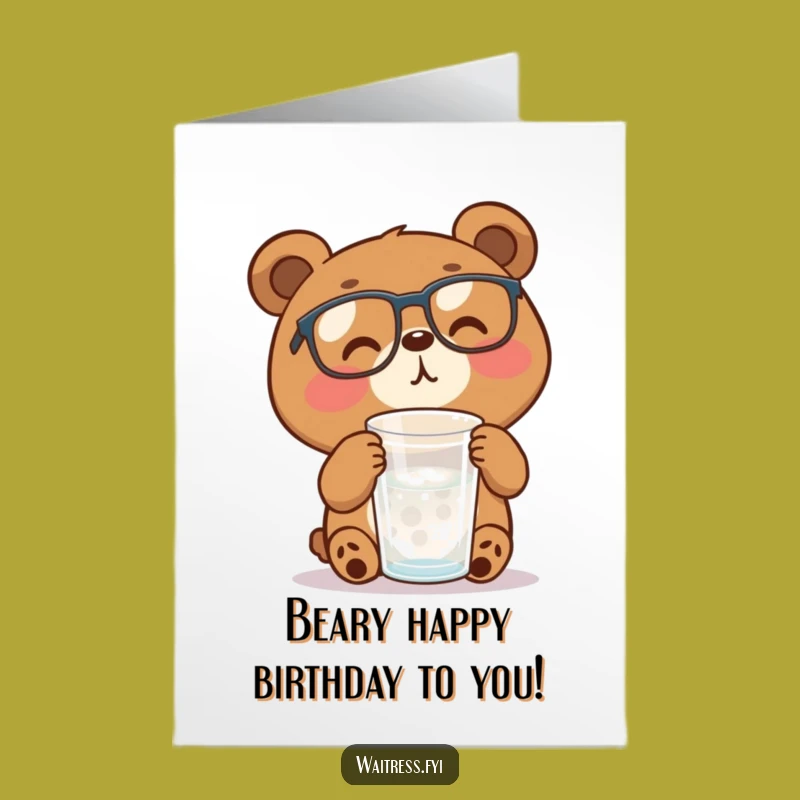 Free Printable Cheerful Bear Birthday Card: Funny Downloadable Gift for Anyone
