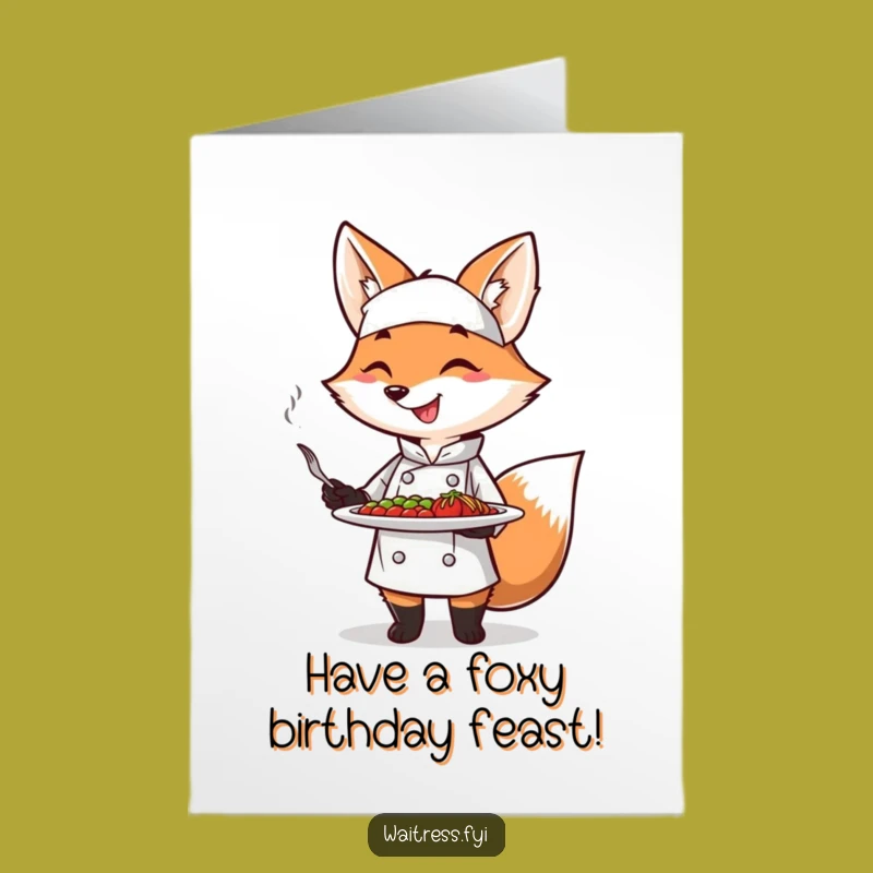 Free Printable Funny Birthday: Fox Chef Plate Flourish Downloadable Gift