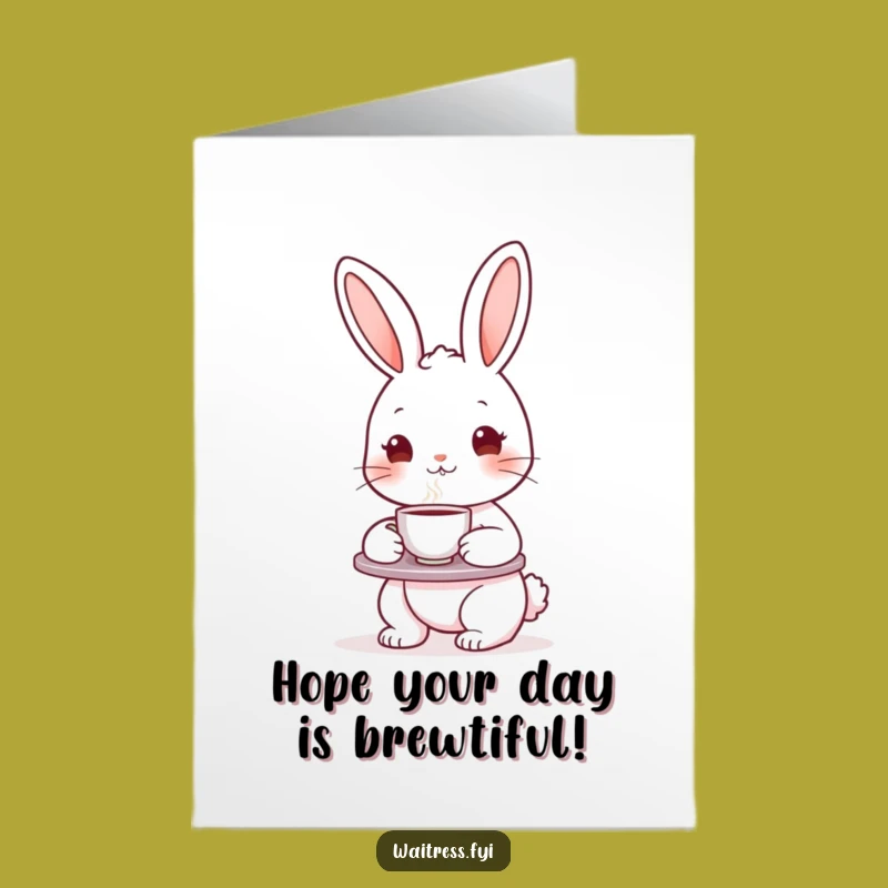 Free Printable Birthday Card: Funny Bunny Tea Time Greeting, Perfect DIY Gift