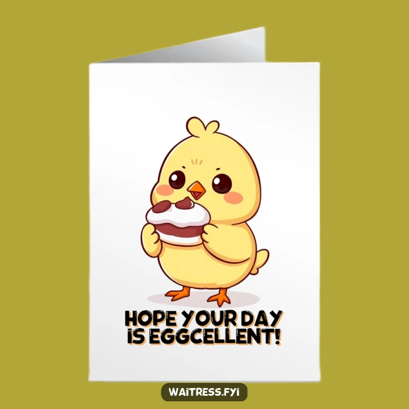 Free Printable Birthday Card: Chick's Wobbly Cake Greeting, Funny DIY Gift