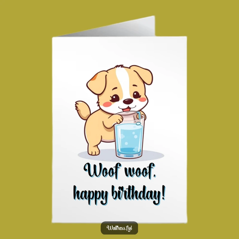 Free Printable Birthday Card: Dog's Hydrating Happiness for Your Big Day!