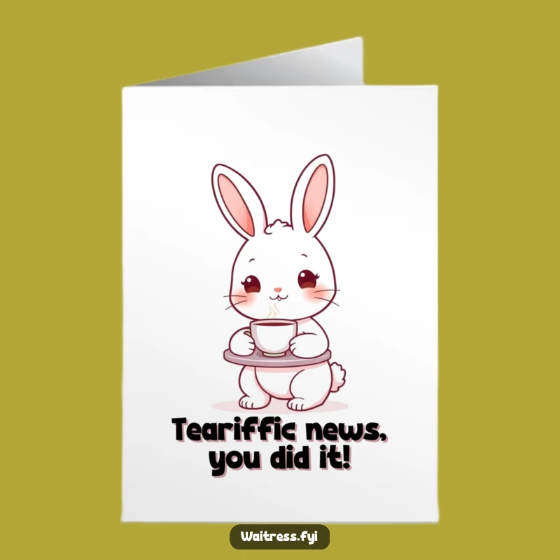 Free Printable Congrats Card: Bunny's Tea Toast Celebration, Downloadable Gift