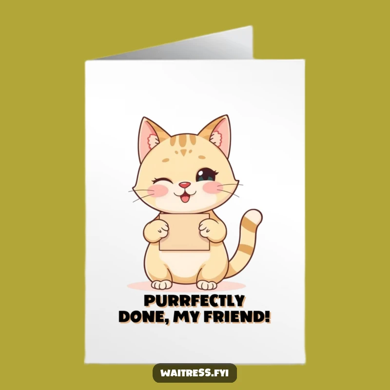Free Printable Congrats Card: Cat's Nod of Approval, Humorous Downloadable Success